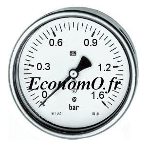 Manomètre Axial 0 à 1,6 bars en Inox à Glycérine D63 M 1/4" (8 x 13) - EconomO.fr
