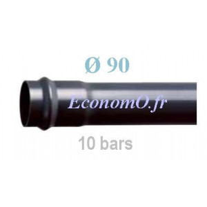 Tube PVC Pression à Emmancher D90 mm PN 10 bars Eau Potable Irrigation ou Evacuation Prémanchonné en Barre de 6 mètres - EconomO