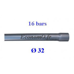 Tuyau PVC Pression à Coller D32 mm PN 16 bars Eau Potable ou Evacuation Prémanchonné en Barre de 6 mètres - EconomO.fr