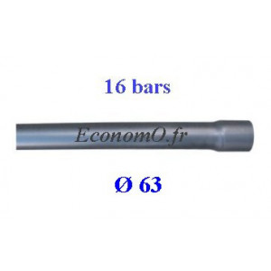 Tuyau PVC Pression à Coller D63 mm PN 16 bars Eau Potable ou Evacuation Prémanchonné en Barre de 6 mètres - EconomO.fr